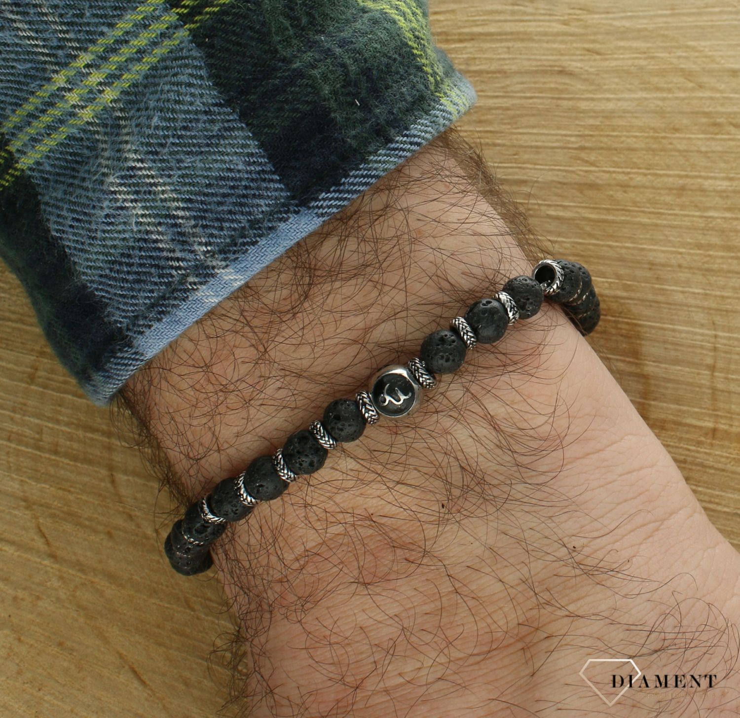 Bransoletka męska Lawa wulkaniczna i znak zodiaku Koziorożec NOMINATION 027928 010.jpg